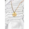 316L Çelik Zincir Gold Renk Yonca Model 60 cm Kadın Kolye