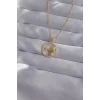 316L Çelik Zincir Gold Renk Zirkon Taşlı Yıldız Figürlü Oval Kolye