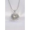 316L Çelik Zincir Gümüş Renk Kalp Güneşi Tasarımlı Kolye