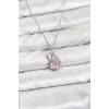 316L Çelik Zincir Gümüş Renk Pembe Kuğu Model Zirkon Taşlı Kadın Kolye