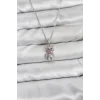 316L Çelik Zincir Gümüş Renk Teddy Bear Model Zirkon Taşlı Kadın Kolye