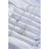 316L Çelik Zincir Gümüş Renk Zirkon Taşlı Çerçeveli Tarot Kolye