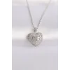 316L Çelik Zincir Gümüş Renk Zirkon Taşlı Kalp Kolye