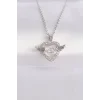 316L Çelik Zincir Gümüş Renk Zirkon Taşlı Kanatlı Kalp Kolye