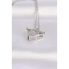 316L Çelik Zincir Gümüş Renk Zirkon Taşlı Kanatlı Kalp Kolye
