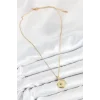 316L Çelik Zirkon Taşlı Ay Ve Güneş Model Gold Renk Kadın Kolye