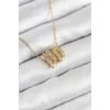 316L Çelik Zirkon Taşlı Sarmal Model Gold Renk Kadın Kolye