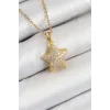 316L Çelik Zirkon Taşlı Yıldız Model Gold Renk Kadın Kolye