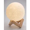 3D Ay Gece Lambası Ahşap Standlı Dekoratif LED Masa Lambası