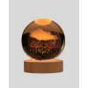 3D Yağmur Bulutu Desenli Kristal Top USB Gece Lambası Ahşap Tabanlı Dekoratif Lamba
