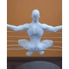 3D Zen Heykeli Beyaz Ay İçinde Meditasyon Figürü Dekoratif Obje