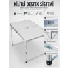 4 Kişilik Katlanabilir Kamp Masası Seti 4 Tabureli 50-65 cm Ayarlanabilir Yükseklik