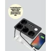 4 Prizli 3 USB Portlu Anahtarlı Akım Korumalı Priz