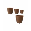 4’lü 3D Kahverengi Dekoratif Vazo Seti Modern Ayaklı Şık Saksı Takımı