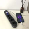 4lü Siyah Anahtarlı 3 USB Li Akım Korumalı Topraklı Çocuk Korumalı Grup Priz 2 Metre
