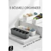 5 Bölmeli Dolap Ve Çekmece İçi 2’li Set Organizer Kutusu (gri & Beyaz) 722440