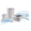5 Parça Örgü Desenli Plastik Banyo Seti Çamaşır Sepeti Deterjanlık Çöp Kovası Klozet Fırçası - Gri