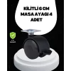 6 cm Kilitli Tekerlek Ayak 4 Adet Sehpa ve Ekipman Uyumlu