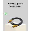 65W Çoklu Şarj Kablosu 4’ü 1 Arada Örgülü Hızlı Veri Aktarım USB-C USB-A