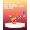 Çinko Alaşımlı Uçlu 120 W Şarj Kablosu – Dolaşmaya Dayanıklı 1,2 m USB Kablo