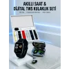 7 Kordonlu Akıllı Saat Ve Aynalı Bluetooth Kulaklık Powerbank Dijital Göstergeli