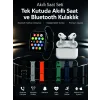 7 Kordonlu Akıllı Saat ve Bluetooth Kulaklık Seti Nabız Takibi, Bildirimler ve Spor Modları
