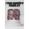 7 Parça Paslanmaz Çelik Manikür ve Pedikür Seti Çantalı Profesyonel