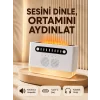 8 Çeşit Beyaz Gürültülü Kablosuz Hoparlör ve Renkli Alev Efektli Gece Lambası