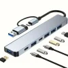 8 in 1 Usb Çevirici Notebook Macbook Type-C Uyumlu Görüntü Aktarıcı Hub (5047)