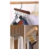 8 Kancalı Askı Çok Fonksiyonlu Ahşap Kemer Kravat Eşarp Dolap Askısı