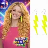 80’ler 90'lar Retro Neon Sarı Şimşek Küpe 10 cm (5047)