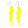80’ler 90'lar Retro Neon Sarı Şimşek Küpe 10 cm (5047)
