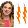 80’ler 90lar Retro Neon Turuncu Şimşek Küpe 10 cm