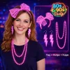 80’ler 90’lar Neon Pembe Parti Seti – Kolye Küpe Taç (5047)