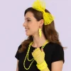 80’ler 90’lar Neon Sarı Parti Seti – Kolye Küpe Taç (5047)