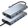 8in1 Type-C Çoklayıcı Hub HDMI 4K USB 3.0 SD TF Kart RJ45 Ethernet Dönüştürücü Adaptör