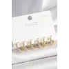 925 Ayar Gümüş Çivi Pirinç Gold Renk Sarmal Halka Model Kadın Küpe Seti