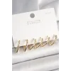 925 Ayar Gümüş Çivi Pirinç Gold Renk Üçgen Model Kadın Küpe Seti