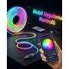 Akıllı RGB LED Neon Şerit Işık 3M USB Bağlantılı Uzaktan Kumanda ve Mobil Uygulama Kontrolü