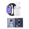 Akıllı Saat Gümüş Kasa Bluetooth Kulaklık Hediyeli Çok Fonksiyonlu İkili Set