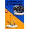Alarm ve Titreşim Özellikli Akıllı Saat ve Mikrofonlu Kablolu Bluetooth Kulaklık 60 Saat