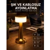 Altın Rengi Masa ve Gece Lambası Dokunmatik Şarjlı Masa Lambası
