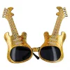 Altın Renk Rockn Roll Gitar Şekilli Parti Gözlüğü 15x15 cm
