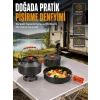 Alüminyum Kamp Pişirme Seti Katlanabilir Kulplu Çaydanlık Tencere Tava Outdoor Yemek Seti