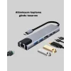 Alüminyum Kasalı MacBook USB-C Hub – 4K HDMI, USB 3.0, SD/TF Kart Girişi, PD Şarj Desteği