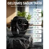 Amoled Ekran Metal Deri Silikon Kordonlu Uyku ve Sağlık Takibi