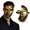 Antik Efektli Altın Yarım Yüz Plastik Parti Maskesi