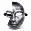 Antik Efektli Gümüş Yarım Yüz Plastik Parti Maskesi