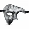 Antik Eskitme Gümüş Erkek Yarım Maske - Phantom & Balo Maskesi