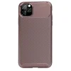 Apple İphone 11 Pro Max Kılıf Auto Focus Karbon Kapak - Kahverengi